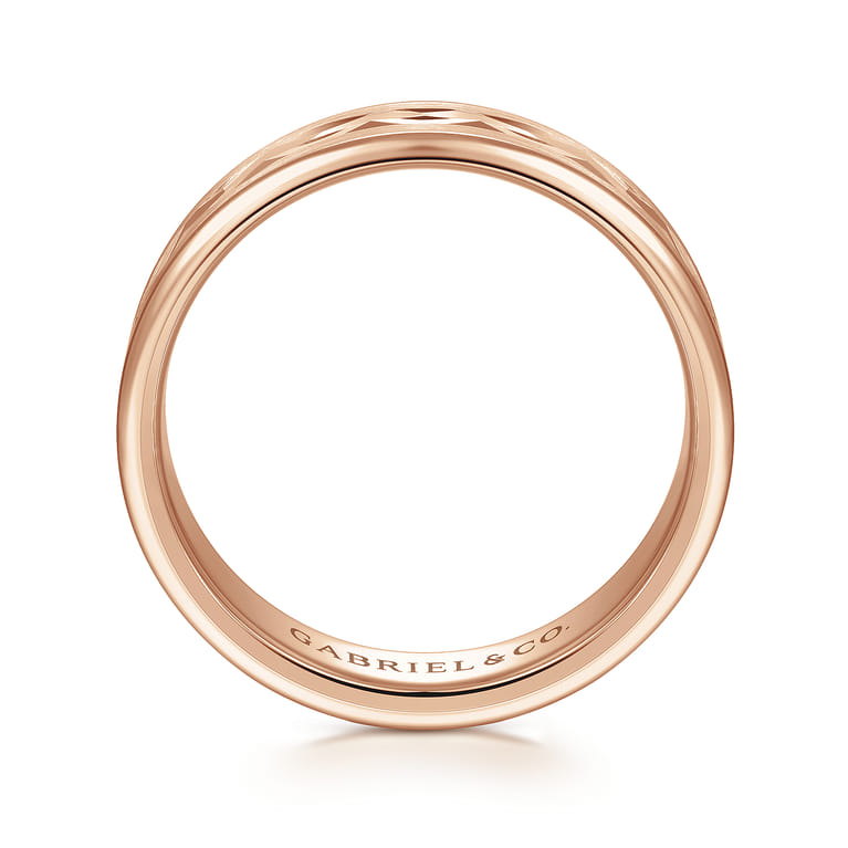 Jack - 14K Rose Gold 6mm - Diamond Cut Men's Wedding Band in Satin Finish - Shot 2