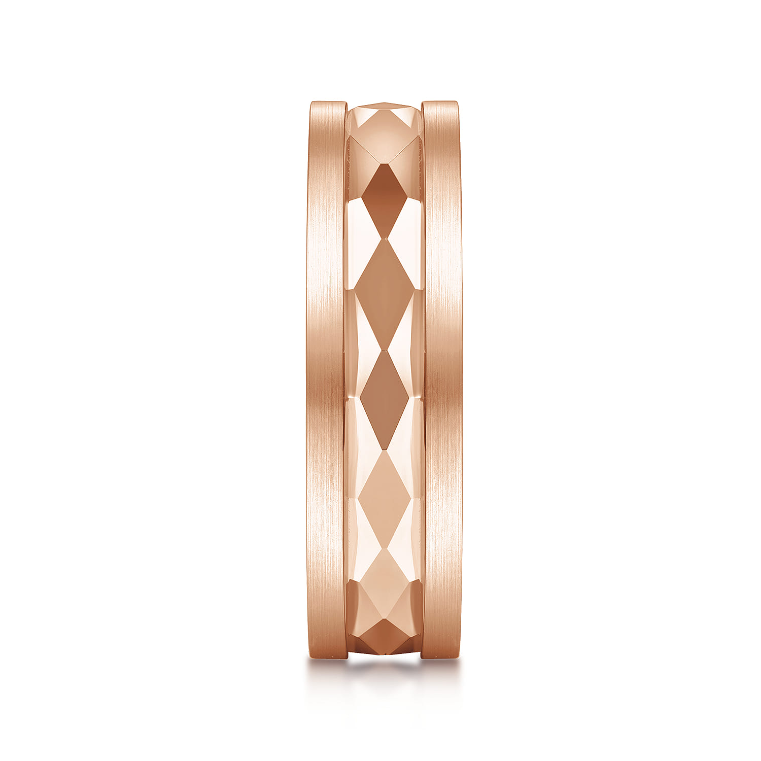 Jack - 14K Rose Gold 6mm - Diamond Cut Men's Wedding Band in Satin Finish - Shot 4