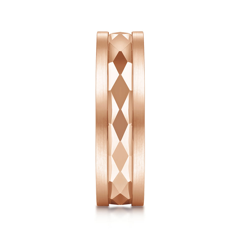 Jack - 14K Rose Gold 6mm - Diamond Cut Men's Wedding Band in Satin Finish - Shot 4