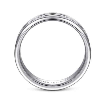 Jack - 14K White Gold 6mm - Diamond Cut Men's Wedding Band in Satin Finish