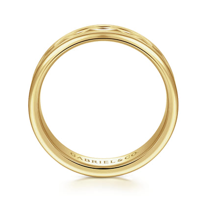 Jack - 14K Yellow Gold 6mm - Diamond Cut Men's Wedding Band in Satin Finish