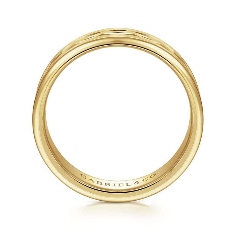 Jack - 14K Yellow Gold 6mm - Diamond Cut Men's Wedding Band in Satin Finish - Shot 2