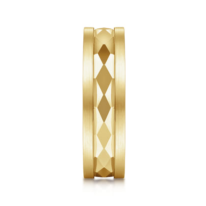 Jack - 14K Yellow Gold 6mm - Diamond Cut Men's Wedding Band in Satin Finish
