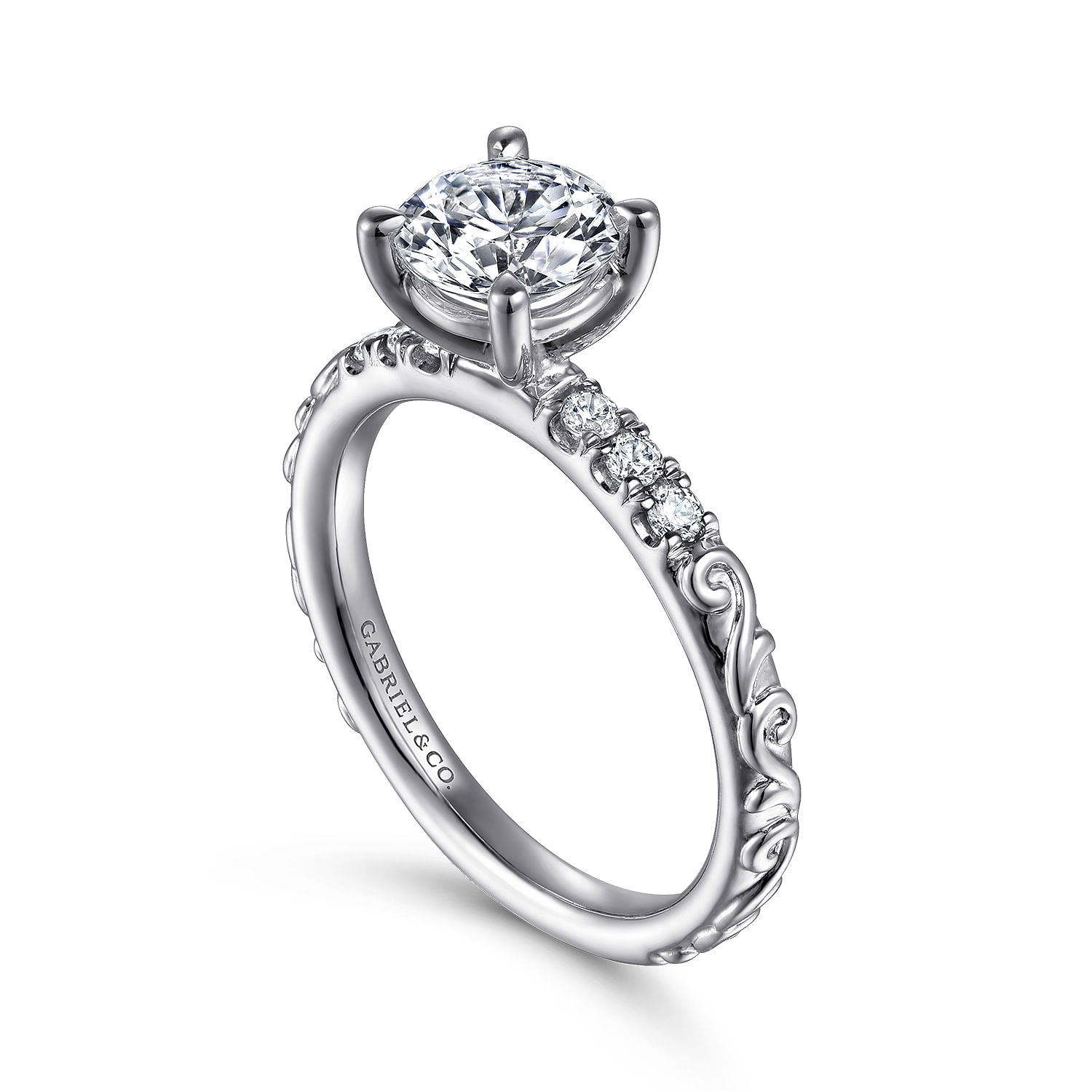Jackie - 14K White Gold Round Diamond Engagement Ring