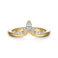 Jackson - 14K Yellow Gold Prong Set Marquise and Round Diamond Anniversary Band