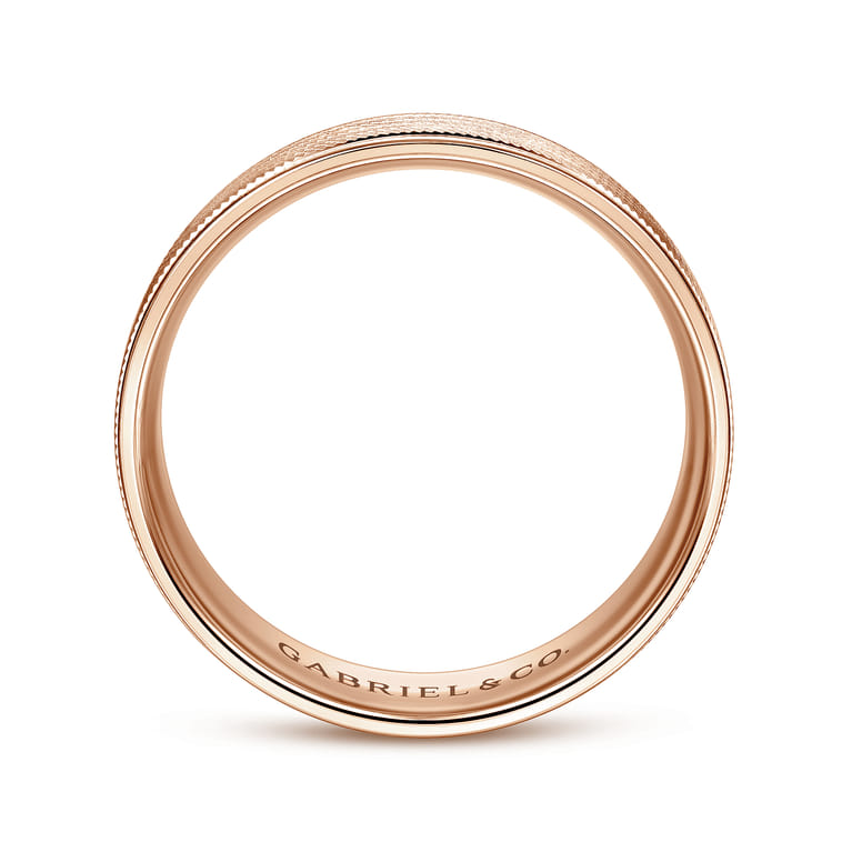 Jacob - 14K Rose Gold 6mm - Men's Wedding Band in Brushed Finish - Shot 2