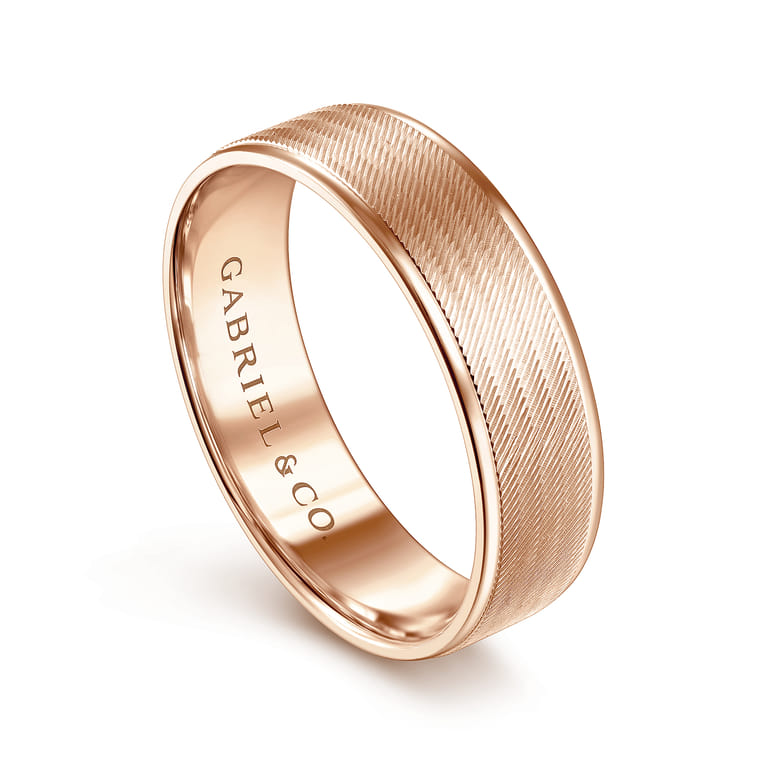 Jacob - 14K Rose Gold 6mm - Men's Wedding Band in Brushed Finish - Shot 3