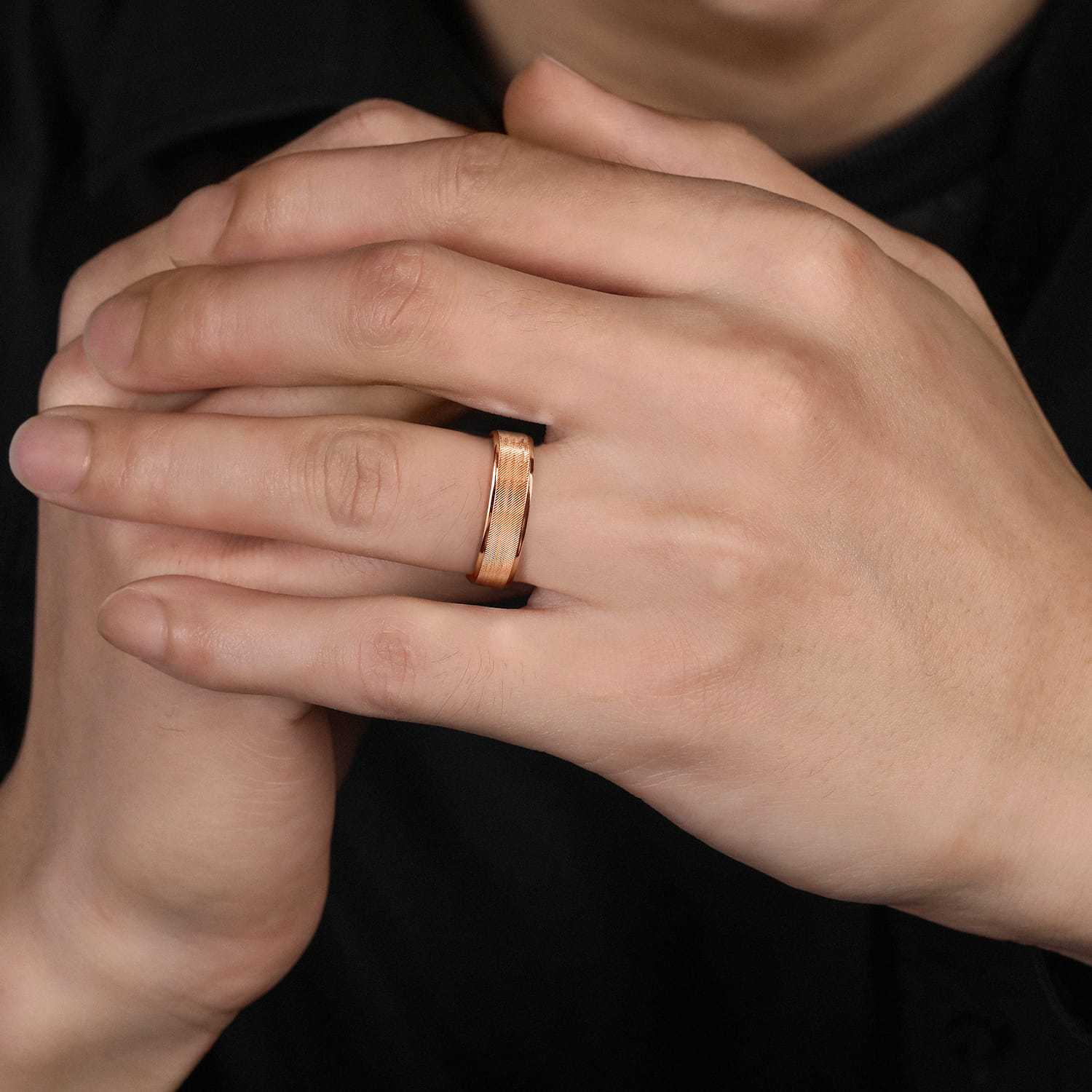 Jacob - 14K Rose Gold 6mm - Men's Wedding Band in Brushed Finish - Shot 5