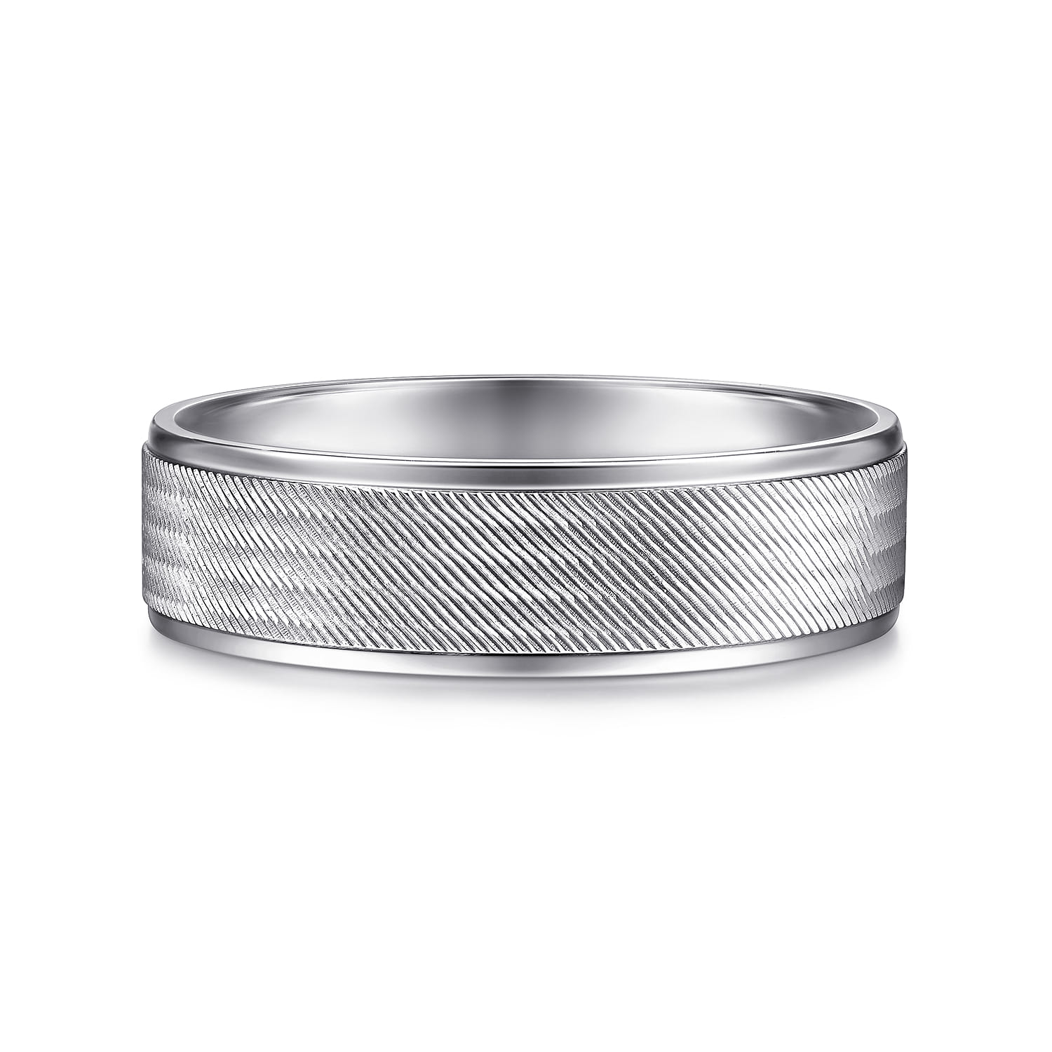 Jacob - 14K White Gold 6mm - Men's Wedding Band in Brushed Finish