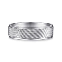 Jacob - 14K White Gold 6mm - Men's Wedding Band in Brushed Finish