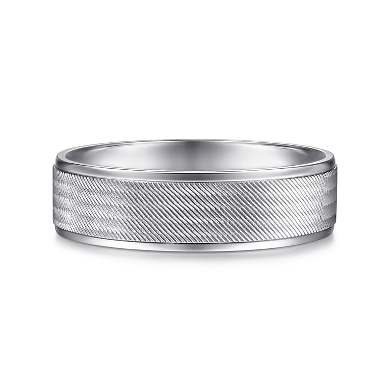 Jacob - 14K White Gold 6mm - Men's Wedding Band in Brushed Finish - Shot 1