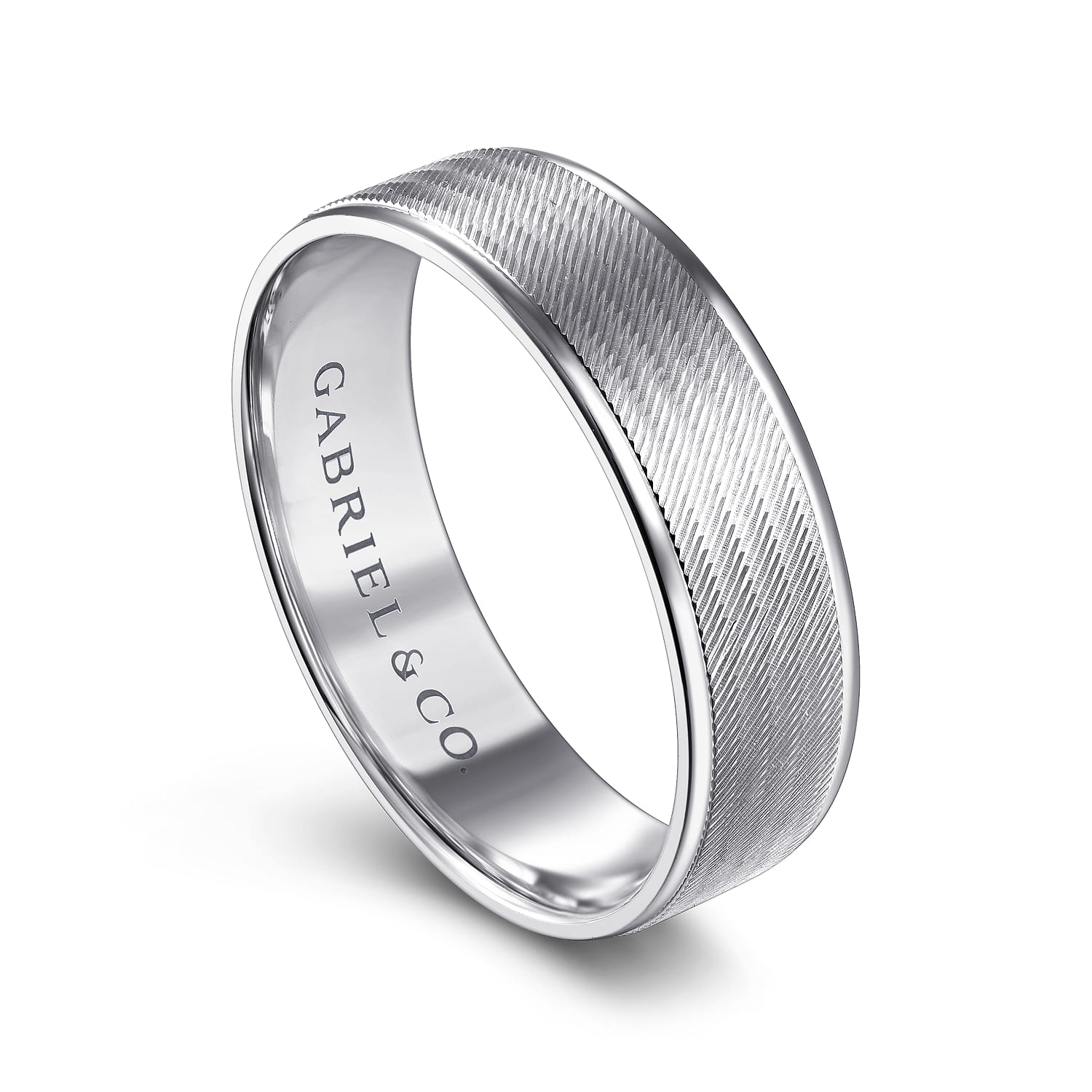Jacob - 14K White Gold 6mm - Men's Wedding Band in Brushed Finish
