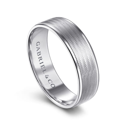 Jacob - 14K White Gold 6mm - Men's Wedding Band in Brushed Finish