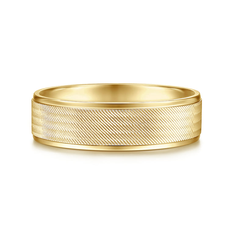 Jacob - 14K Yellow Gold 6mm - Men's Wedding Band in Brushed Finish - Shot 1