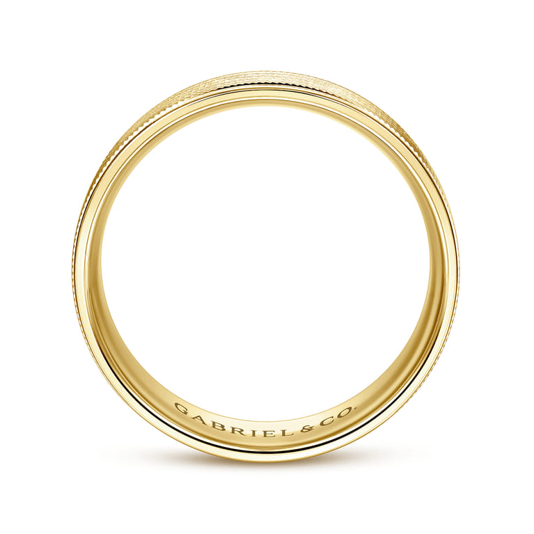 Jacob - 14K Yellow Gold 6mm - Men's Wedding Band in Brushed Finish - Shot 2
