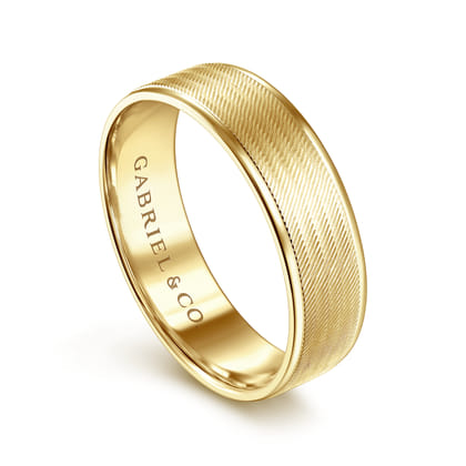 Jacob - 14K Yellow Gold 6mm - Men's Wedding Band in Brushed Finish