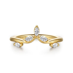 Jaeley - 14K Yellow Gold Prong Set Marquise Diamond Anniversary Band