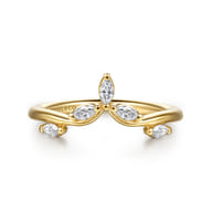 Jaeley - 14K Yellow Gold Prong Set Marquise Diamond Anniversary Band