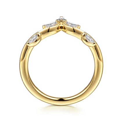 Jaeley - 14K Yellow Gold Prong Set Marquise Diamond Anniversary Band