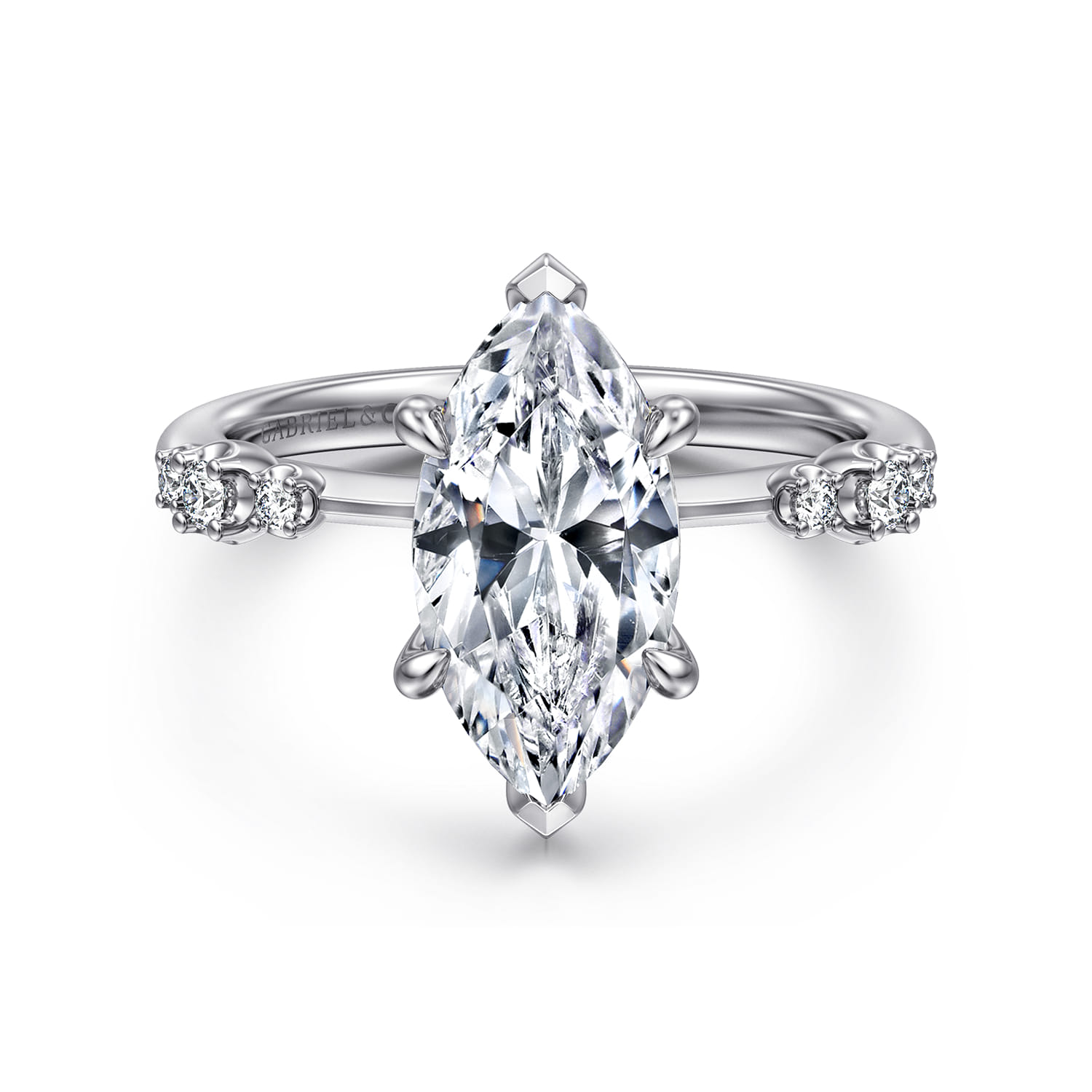 Jaelyn - 14K White Gold Marquise Shape Diamond Engagement Ring
