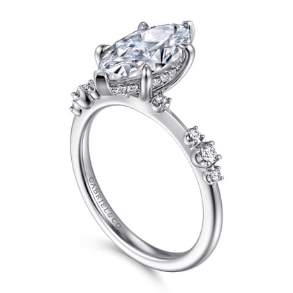 Jaelyn - 14K White Gold Marquise Shape Diamond Engagement Ring