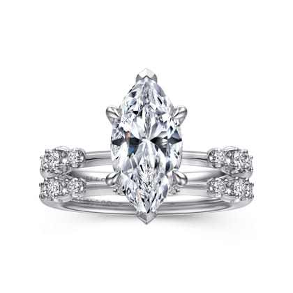 Jaelyn - 14K White Gold Marquise Shape Diamond Engagement Ring