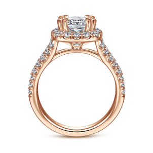 James - 14K Rose Gold Cushion Halo Diamond Engagement Ring