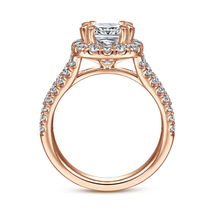 James - 14K Rose Gold Cushion Halo Diamond Engagement Ring