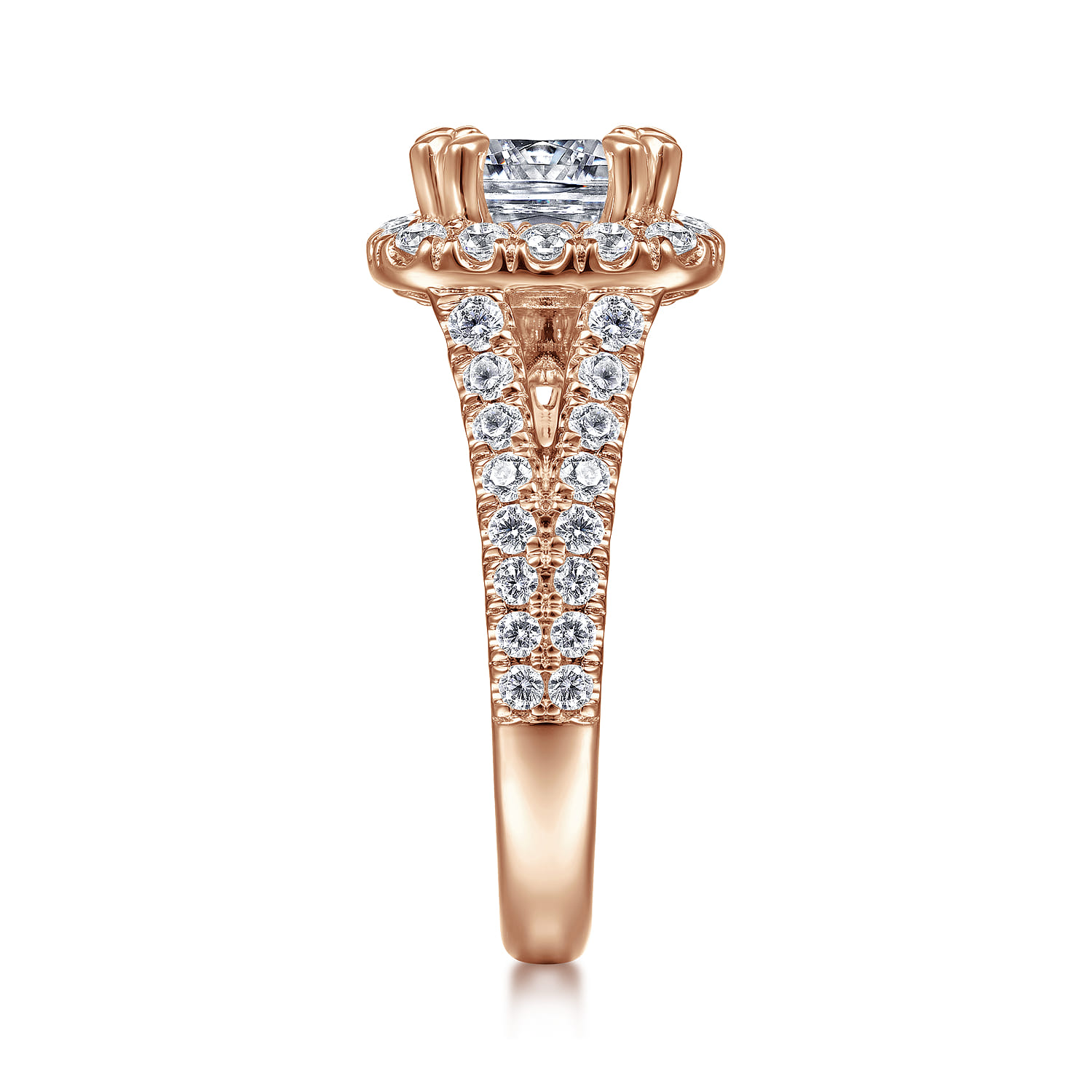 James - 14K Rose Gold Cushion Halo Diamond Engagement Ring