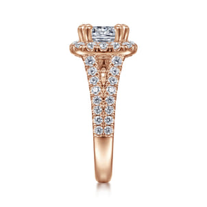 James - 14K Rose Gold Cushion Halo Diamond Engagement Ring