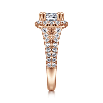 James - 14K Rose Gold Cushion Halo Diamond Engagement Ring