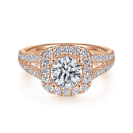 James - 14K Rose Gold Cushion Halo Round Diamond Engagement Ring