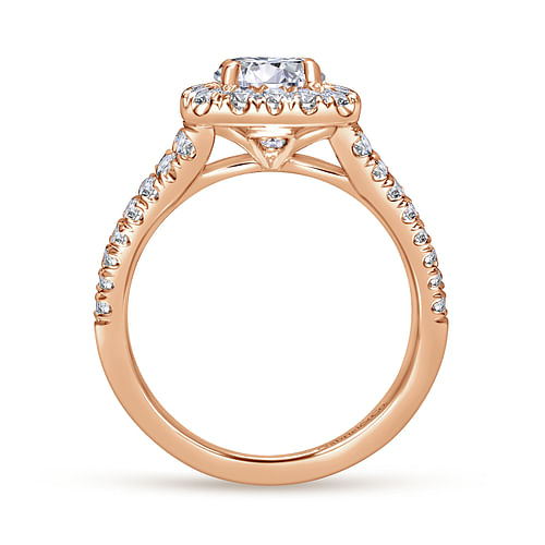 James - 14K Rose Gold Cushion Halo Round Diamond Engagement Ring - 0.78 ct - Shot 2