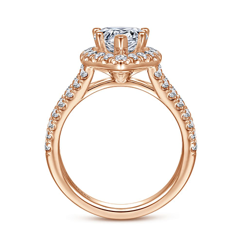 James - 14K Rose Gold Pear Shape Halo Diamond Engagement Ring - 0.89 ct - Shot 2