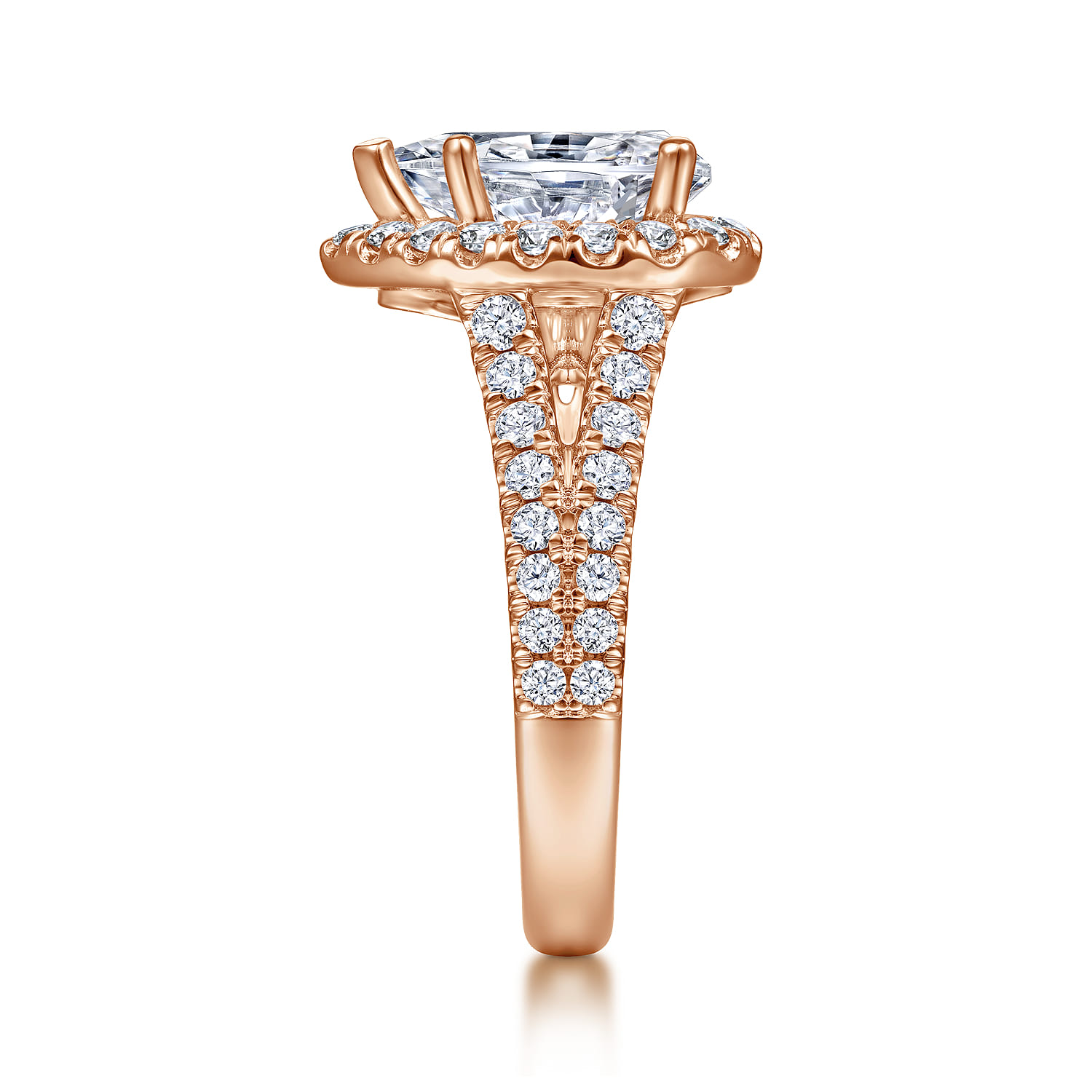 James - 14K Rose Gold Pear Shape Halo Diamond Engagement Ring