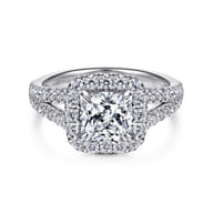 James - 14K White Gold Cushion Halo Diamond Engagement Ring
