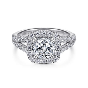 James - 14K White Gold Cushion Halo Diamond Engagement Ring