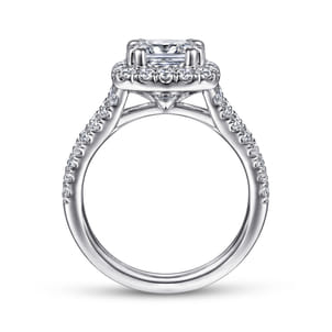 James - 14K White Gold Cushion Halo Diamond Engagement Ring