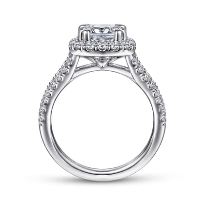 James - 14K White Gold Cushion Halo Diamond Engagement Ring