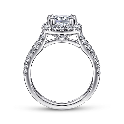 James - 14K White Gold Cushion Halo Diamond Engagement Ring - 0.78 ct - Shot 2