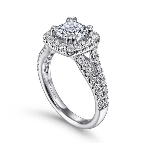 James - 14K White Gold Cushion Halo Diamond Engagement Ring - 0.78 ct - Shot 3