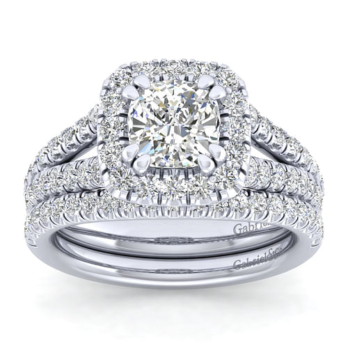 James - 14K White Gold Cushion Halo Diamond Engagement Ring - 0.78 ct - Shot 4