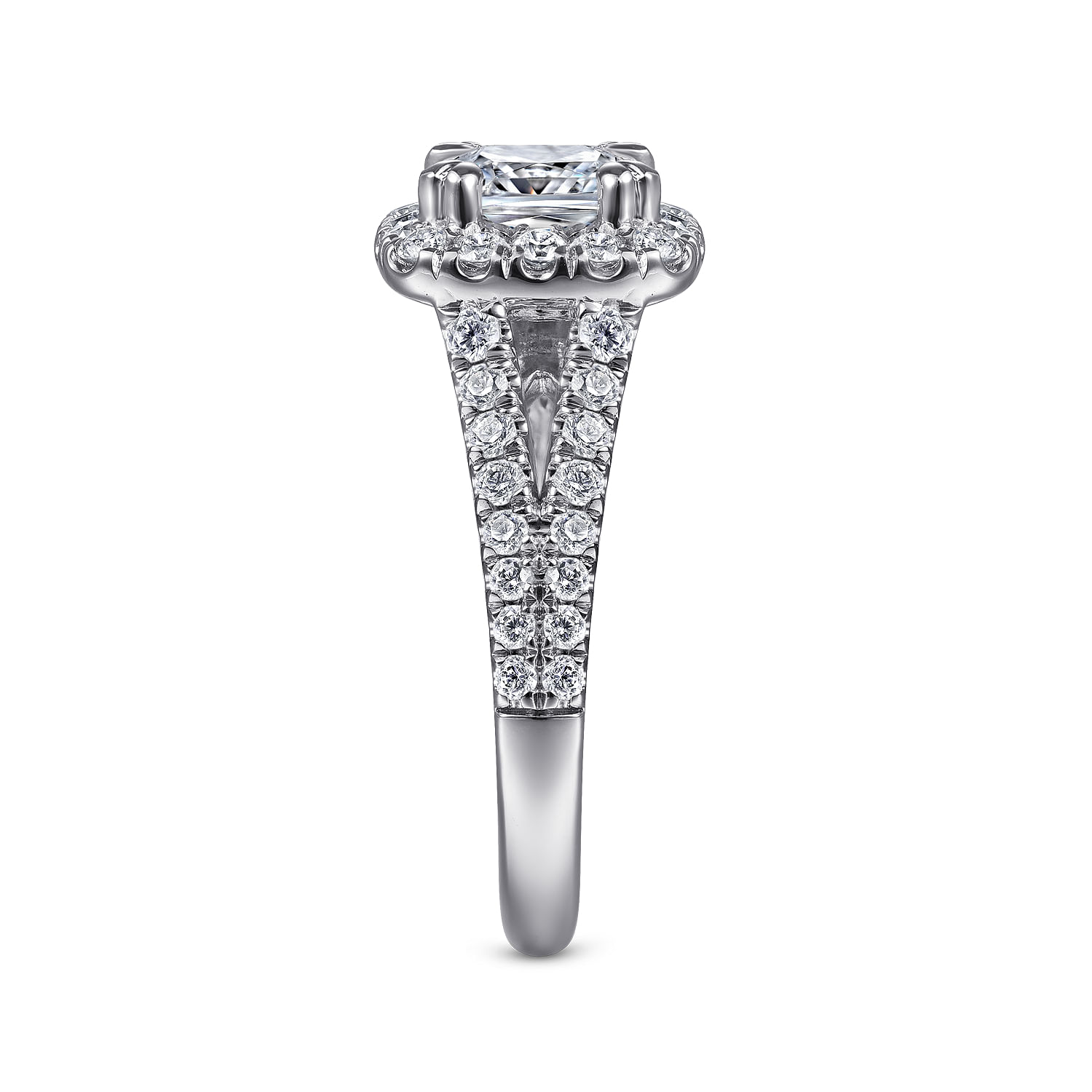 James - 14K White Gold Cushion Halo Diamond Engagement Ring