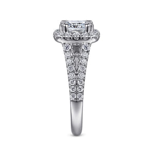 James - 14K White Gold Cushion Halo Diamond Engagement Ring