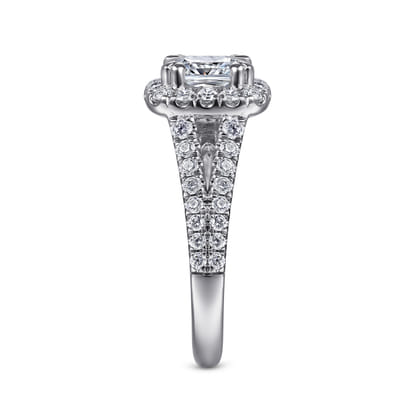 James - 14K White Gold Cushion Halo Diamond Engagement Ring