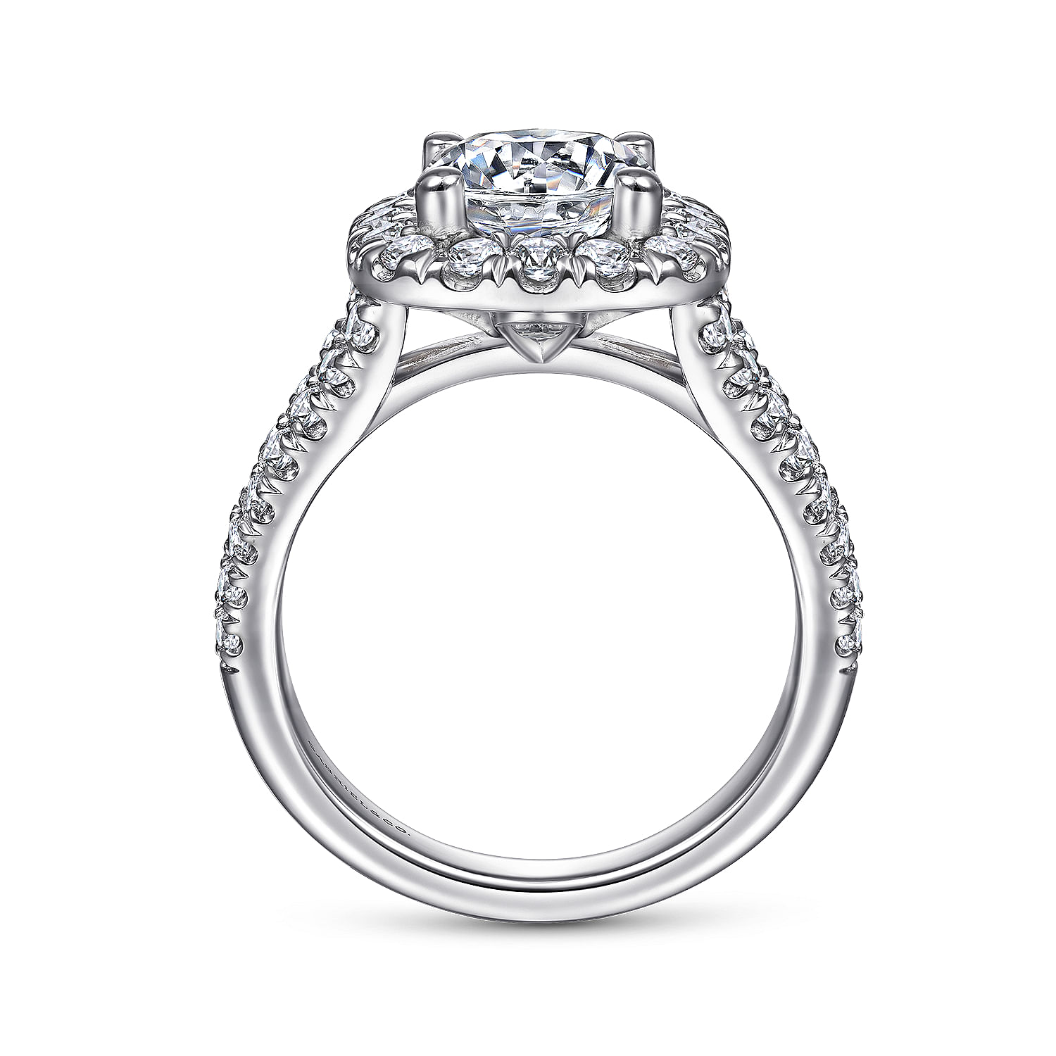 James - 14K White Gold Cushion Halo Round Diamond Engagement Ring - 0.97 ct - Shot 2
