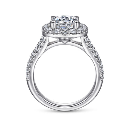 James - 14K White Gold Cushion Halo Round Diamond Engagement Ring