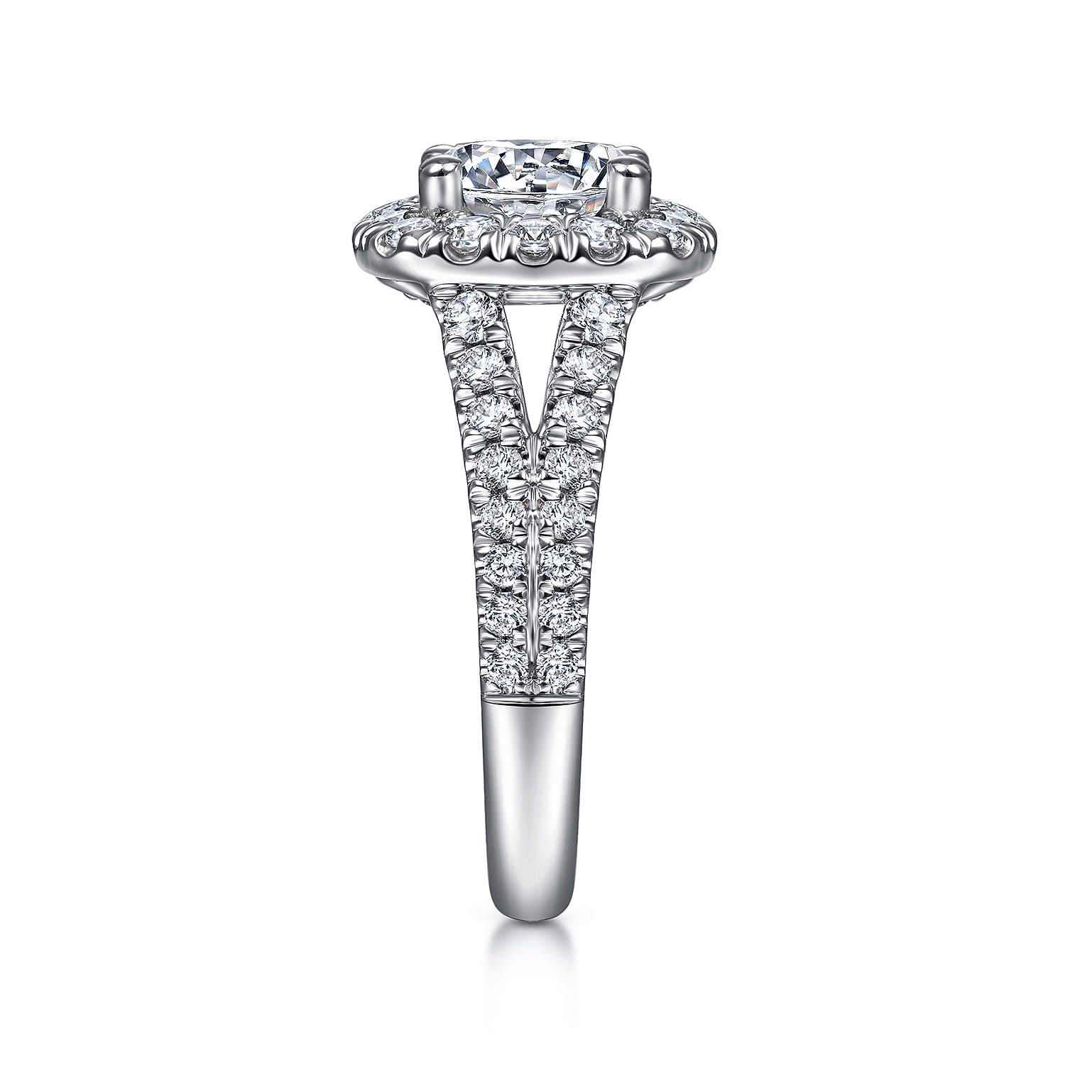 James - 14K White Gold Cushion Halo Round Diamond Engagement Ring