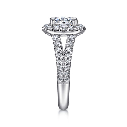 James - 14K White Gold Cushion Halo Round Diamond Engagement Ring