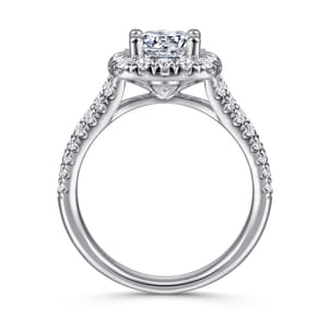 James - 14K White Gold Cushion Halo Round Diamond Engagement Ring